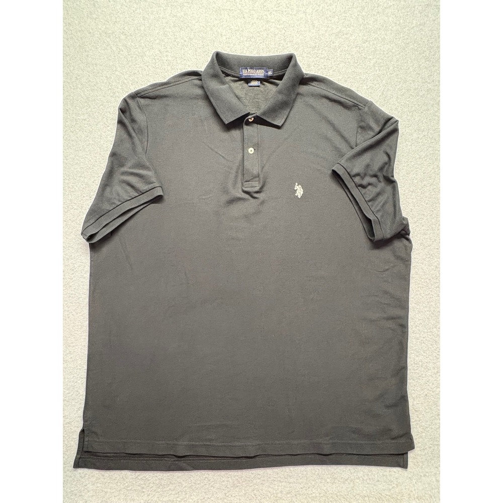 US Polo Assn Mens 3XL Black Performance Pique Short Sleeve Polo Shirt‎ 11C450